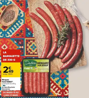 Carrefour Dabia merguez halal offre