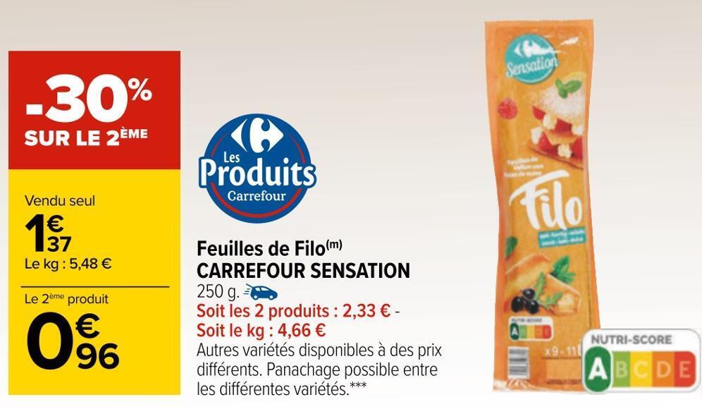Promo Carrefour sensation feuilles de filo chez Carrefour