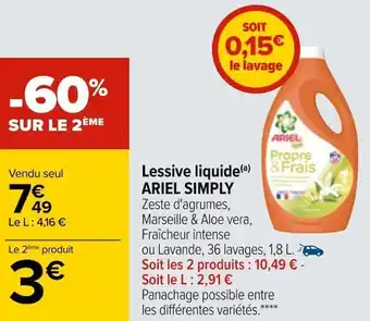 Carrefour Ariel lessive liquide offre