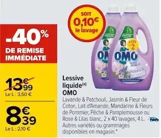 Carrefour Omo lessive liquide offre