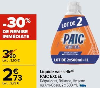 Carrefour Paic excel liquide vaisselle offre