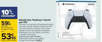 Carrefour Sony manette sony "dualsense" blanche pour ps5 offre