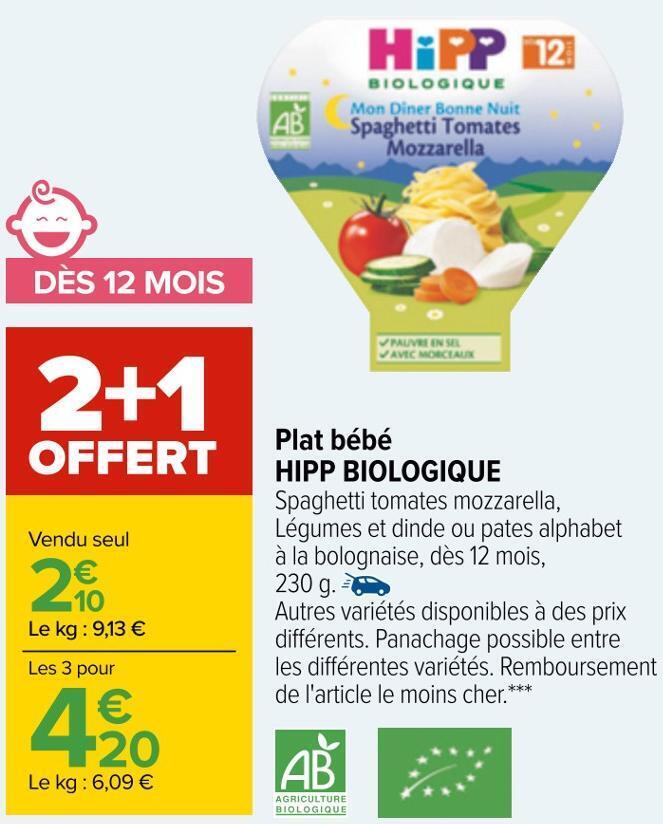 Promo Hipp plat bébé chez Carrefour
