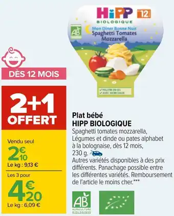 Carrefour Hipp plat bébé offre