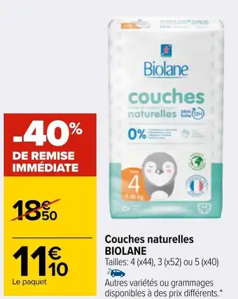 Carrefour Biolane couches naturelles offre