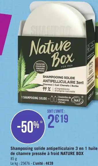 Nature box shampooing solide antipelliculaire 3 en 1 huile de chanvre pressée à froid