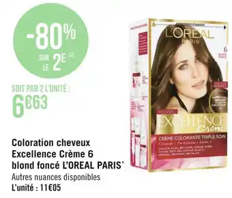 Géant Casino L’oreal paris coloration cheveux excellence crème 6 blond foncé offre
