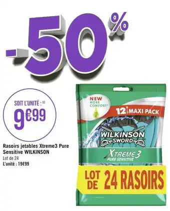 Géant Casino Wilkinson rasoirs jetables xtreme3 pure sensitive offre