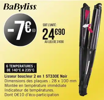 Géant Casino Babyliss lisseur boucleur 2 en 1 st330e noir offre