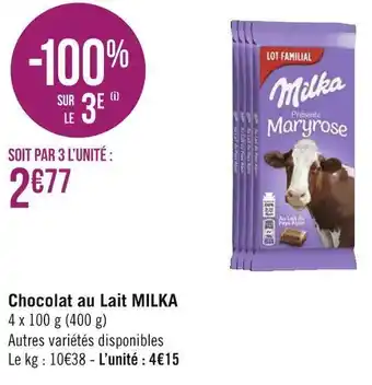 Géant Casino Milka chocolat au lait offre