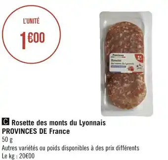 Géant Casino Provinces de france rosette des monts du lyonnais offre
