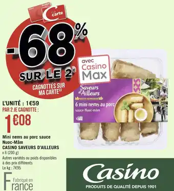 Casino saveurs d’ailleurs mini nems au porc sauce nuoc-mâm