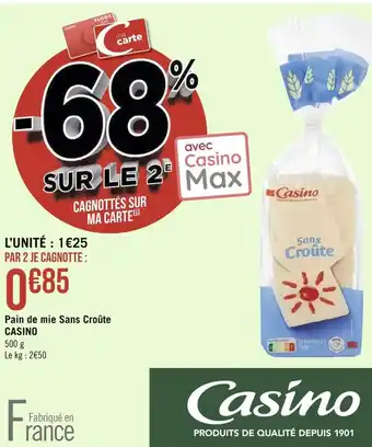 Géant Casino Casino pain de mie sans croûte offre