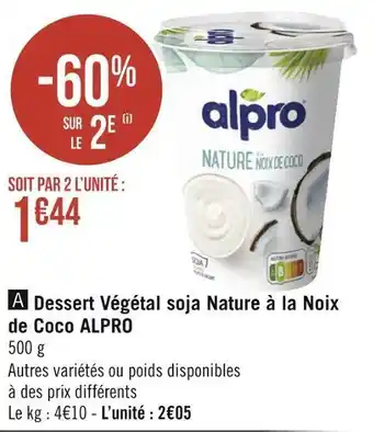 Géant Casino Alpro dessert végétal soja nature à la noix de coco offre