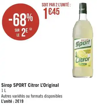 Géant Casino Sport sirop citror l’original offre
