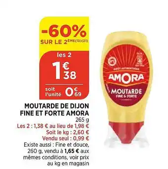 Bi1 Moutarde De Dijon Fine Et Forte Amora -60% Sur Le 2ème offre