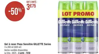 Géant Casino Gillette gel à raser peau sensible offre