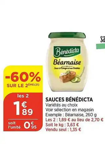 Bi1 Sauces Bénédicta -60% Sur Le 2ème offre