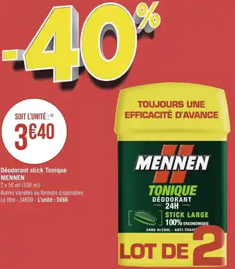 Géant Casino Mennen déodorant stick tonique offre