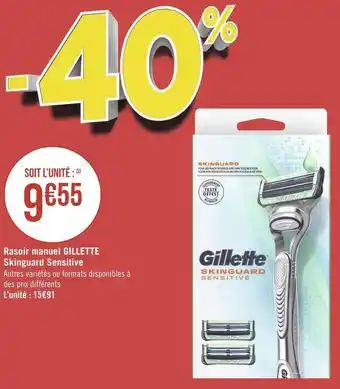Géant Casino Gillette rasoir manuel skinguard sensitive offre