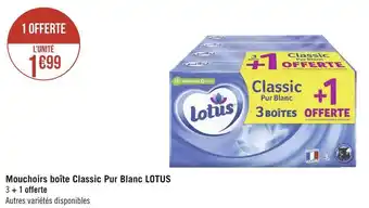 Géant Casino Lotus mouchoirs boîte classic pur blanc offre
