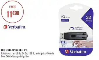 Géant Casino Verbatim clé usb 32 go 3.0 v3 offre