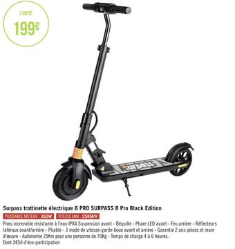 Géant Casino Surpass trottinette électrique 8 pro surpass 8 pro black edition offre
