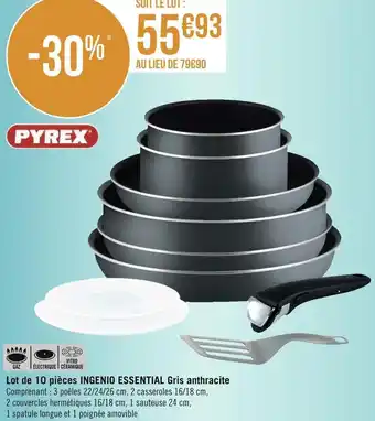Géant Casino Pyrex lot de 10 pièces ingenio essential gris anthracite offre