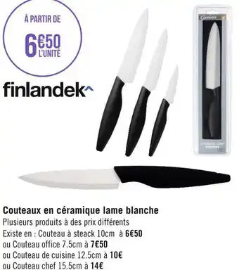 Géant Casino Finlandek couteaux en céramique lame blanche offre