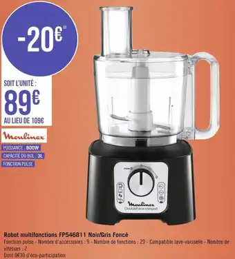 Géant Casino Moulinex robot multifonctions fp546811 noir/gris foncé offre