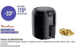 Géant Casino Moulinex friteuse xl ez401810 noir offre