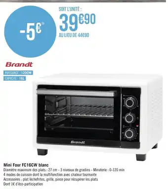 Géant Casino Brandt mini four fc16cw blanc offre
