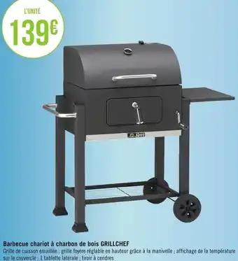 Géant Casino Barbecue chariot à charbon de bois grillchef offre