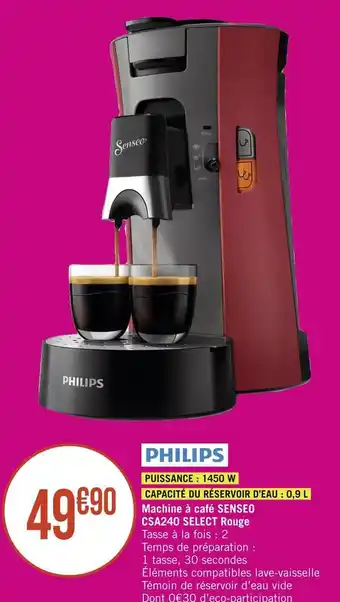 Géant Casino Senseo select machine à café csa240 rouge offre