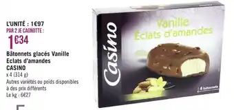 Géant Casino Casino bâtonnets glacés vanille eclats d’amandes offre