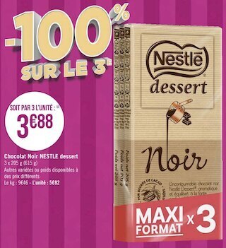 Géant Casino Nestlé chocolat noir dessert offre
