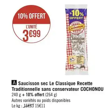 Cochonou saucisson sec le classique recette traditionnelle sans conservateur