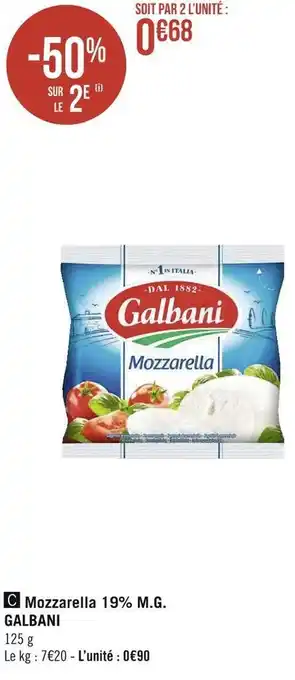 Géant Casino Galbani mozzarella 19% m.g. offre