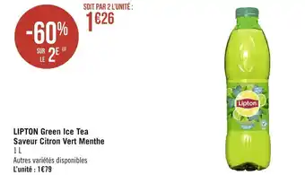 Géant Casino Lipton green ice tea saveur citron vert menthe offre