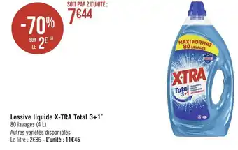 Géant Casino X-tra lessive liquide total 3+1* offre
