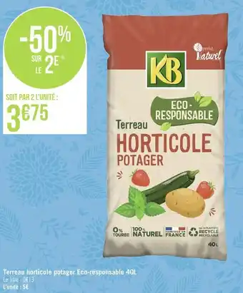 Géant Casino Kb terreau horticole potager eco-responsable 40l offre