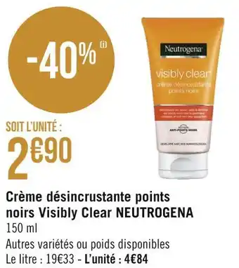 Neutrogena crème désincrustante points noirs visibly clear