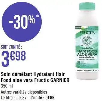 Géant Casino Garnier soin démêlant hydratant hair food aloe vera fructis offre