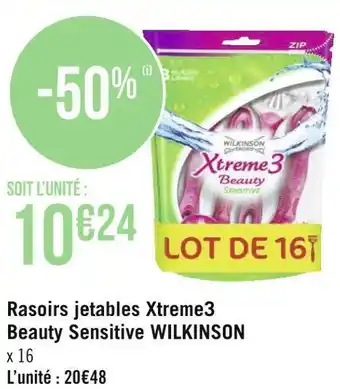 Géant Casino Wilkinson rasoirs jetables xtreme3 beauty sensitive offre