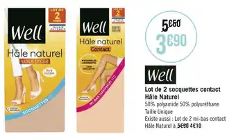 Géant Casino Well lot de 2 socquettes contact hâle naturel offre