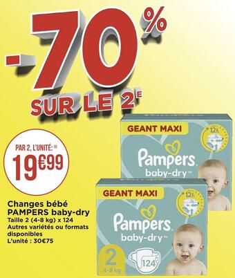 Géant Casino Pampers changes bébé baby-dry offre