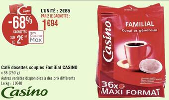 Géant Casino Casino café dosettes souples familial offre
