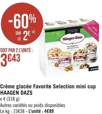 Géant Casino Haagen dazs crème glacée favorite selection mini cup offre