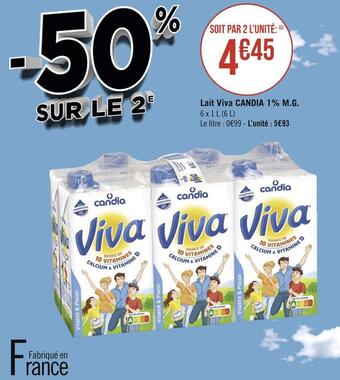 Géant Casino Candia lait viva 1% m.g. offre