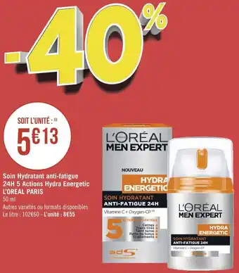 Géant Casino L’oreal paris soin hydratant anti-fatigue 24h 5 actions hydra energetic offre